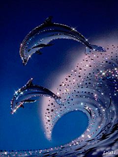 GIF animado (5804) Delfines en la ola