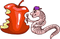 GIF animado (8090) Gusano comiendo manzana