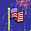 GIF animado (22512) Fuegos artificiales detras de la bandera americana