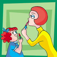GIF animado (22389) Madre hija pintandose labios