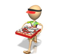 GIF animado (72581) Repartidor de pizzas entregando una pizza