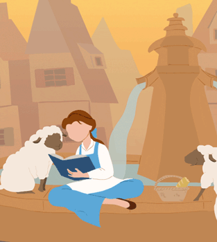 GIF animado (81856) Bella leyendo ovejas