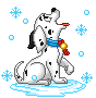 GIF animado (81188) Dalmata comiendo nieve