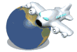 GIF animado (78179) Dibujo de avion y globo terraqueo